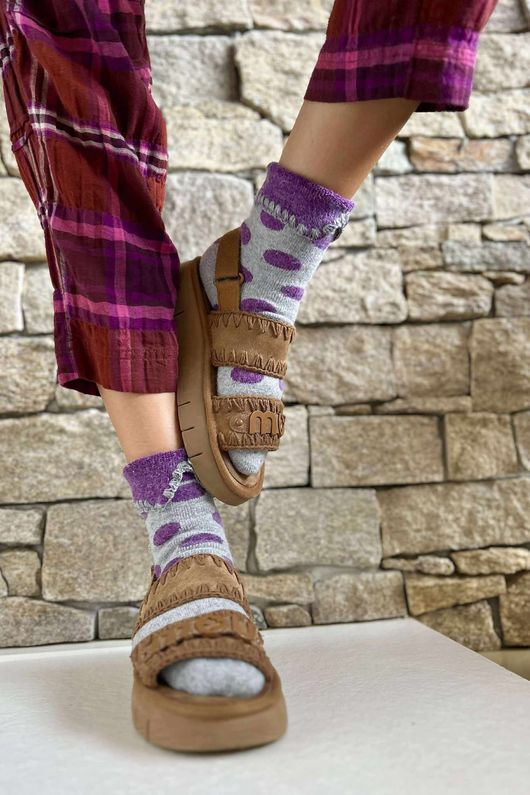Laundry B Terry & Wool Luxury Socks Dotty Amethyst Grey